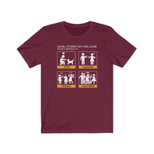 Load image into Gallery viewer, Social Interaction Difficulty Levels (female.) - Unisex Tee